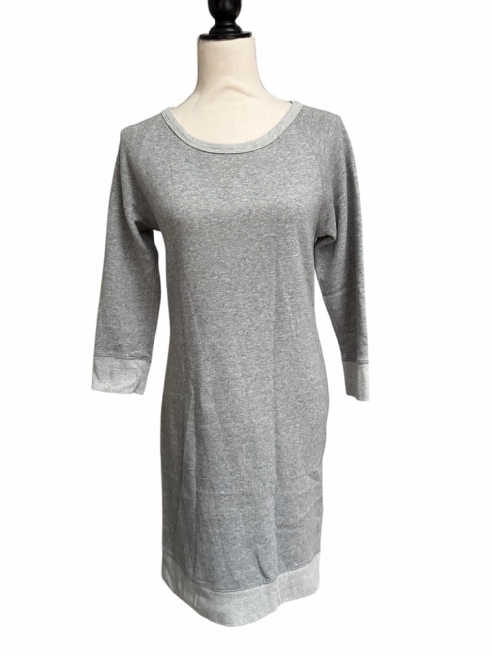 J.Crew Factory Heather Gray Sweatshirt Dress Small 3/4 Sleeve Knit Casual